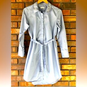 Y2K Calvin Klein Shirt Dress Belted Collared  Denim Colored Womens Size Smal…